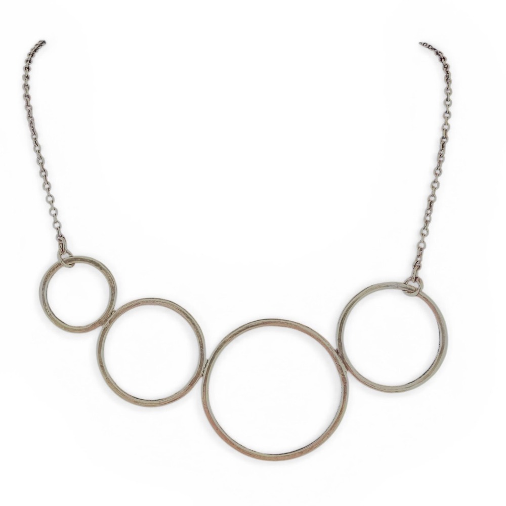 Unbranded Circle Bib Necklace Womens OS Silver Gunmetal Excellent Geometric Bib